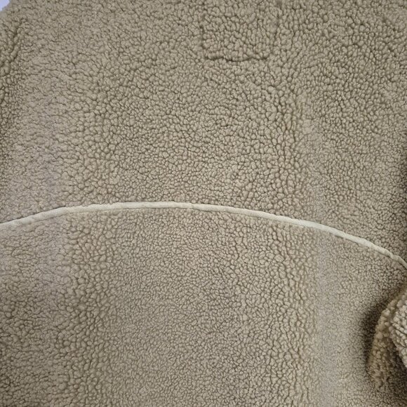 Zara Beige Faux Shearling Snap-Button Coat With Front Pockets - Picture 8 of 8